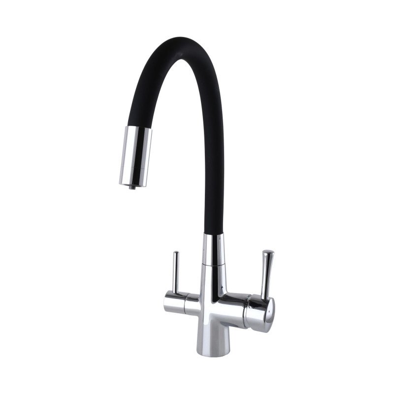 Смеситель для кухни под осмос Globus Lux LAZER GLLR-0903-00 хром с черным гибким изливом