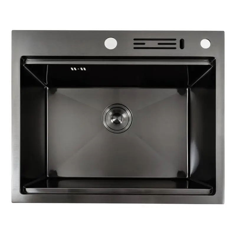 Мойка Handmade  PVD черная 700х500х220 с подставкой для ножей