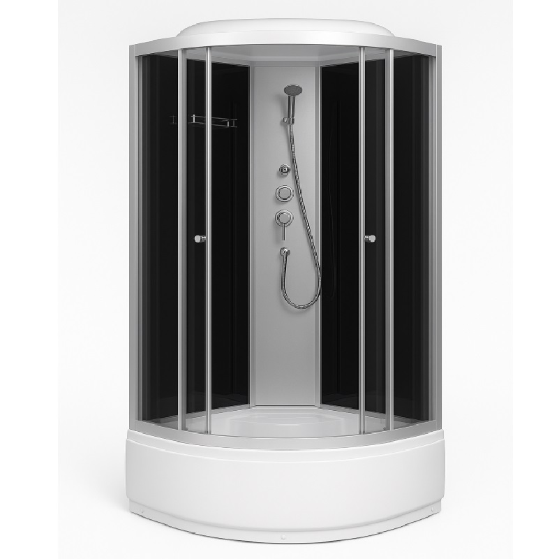 Гидробокс "Sansa" 100х100х215 глубокий поддон стекло серое (black)