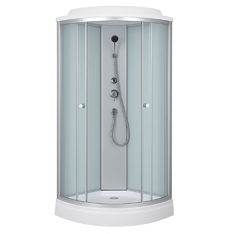 Гидробокс "Sansa" 90х90х215 мелкий поддон стекло фабрик (белое)