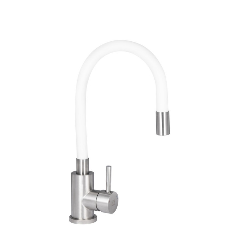 Смеситель для кухни Lidz Aria 015F3 с белым гибким изливом