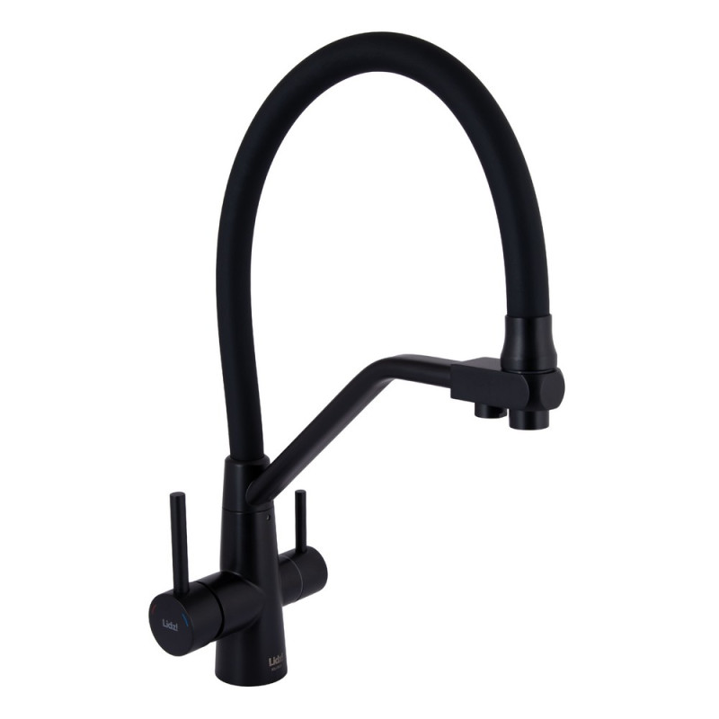 Смеситель для кухни под осмос Lidz Aria 020F3 черный с гибким изливом