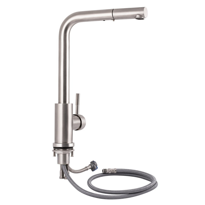 Смеситель для кухни Lidz Aria 015FL1 с выдвижным изливом никель