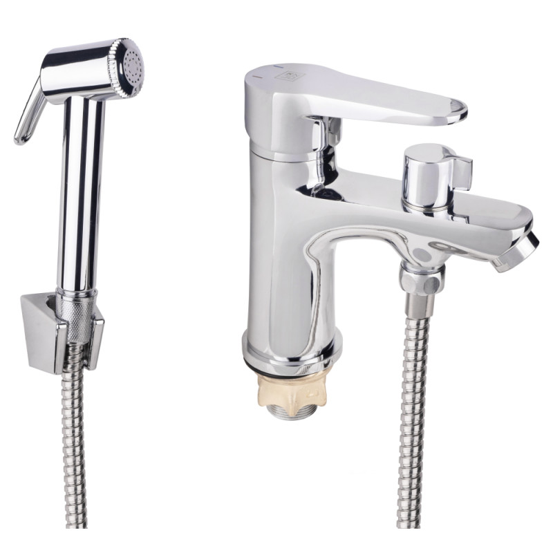 Смеситель для умывальника Lidz 14 34 001FB с гигиенической лейкой