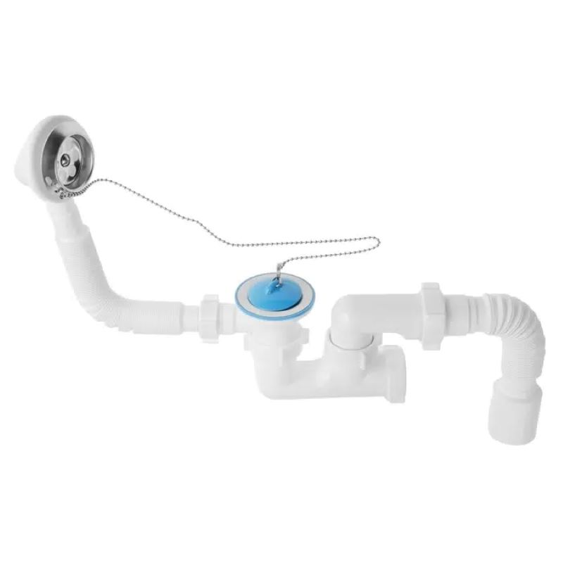 Сифон для ванны Greenplast 7204 регулируемый с переливом и гибкой трубой 40/50