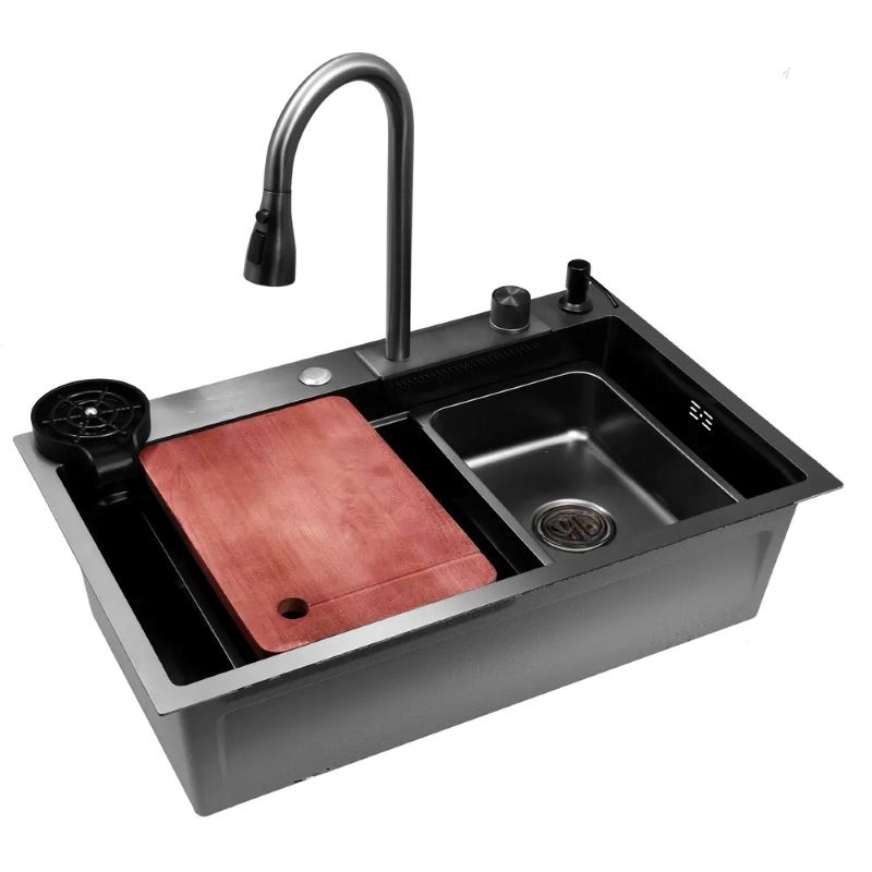 Мойка Handmade многофункциональная PVD черная 750х450х220 c 2 клавишами