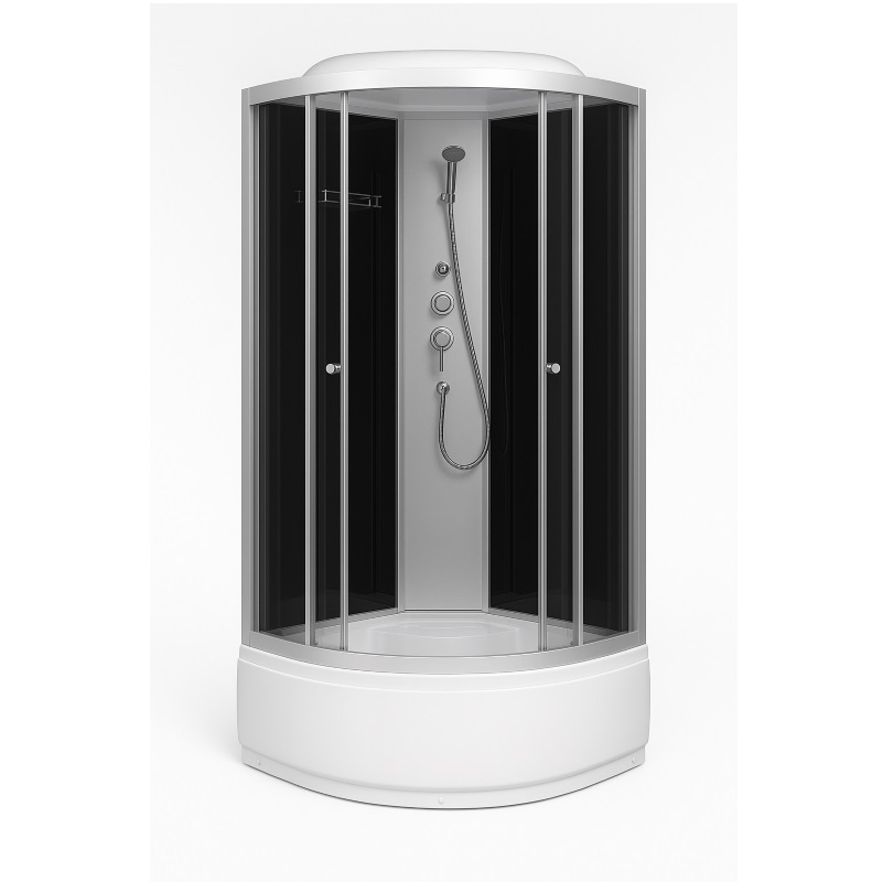 Гидробокс "Sansa" 80х80х215 глубокий поддон стекло серое (black)