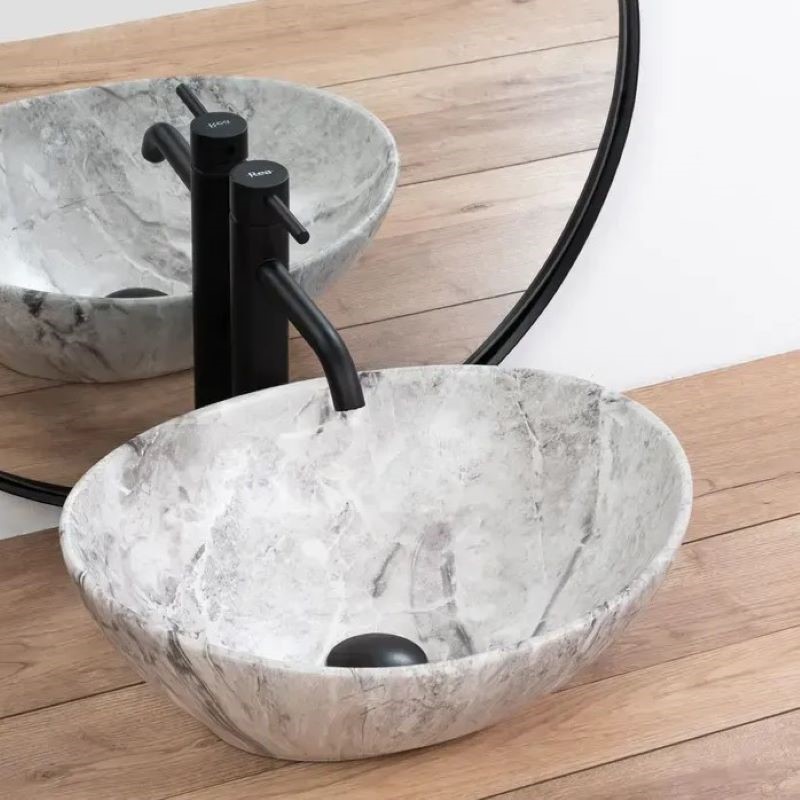 Умывальник (раковина) REA SOFIA STONE 410х345х150 накладной серый