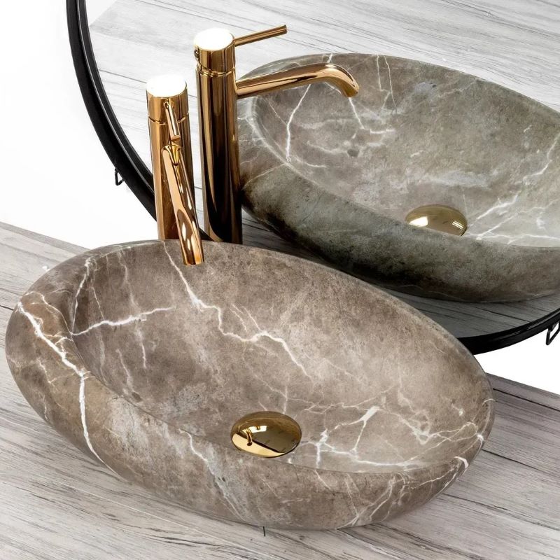 Умывальник (раковина) REA ROXY B STONE NATURE 490х310х135 накладной