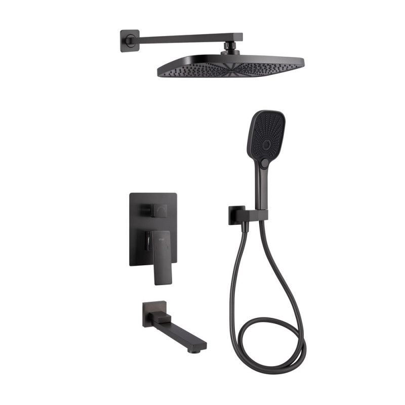 Душевая система скрытого монтажа Qtap Gemini Gunmetal Black (графит) GMB45704