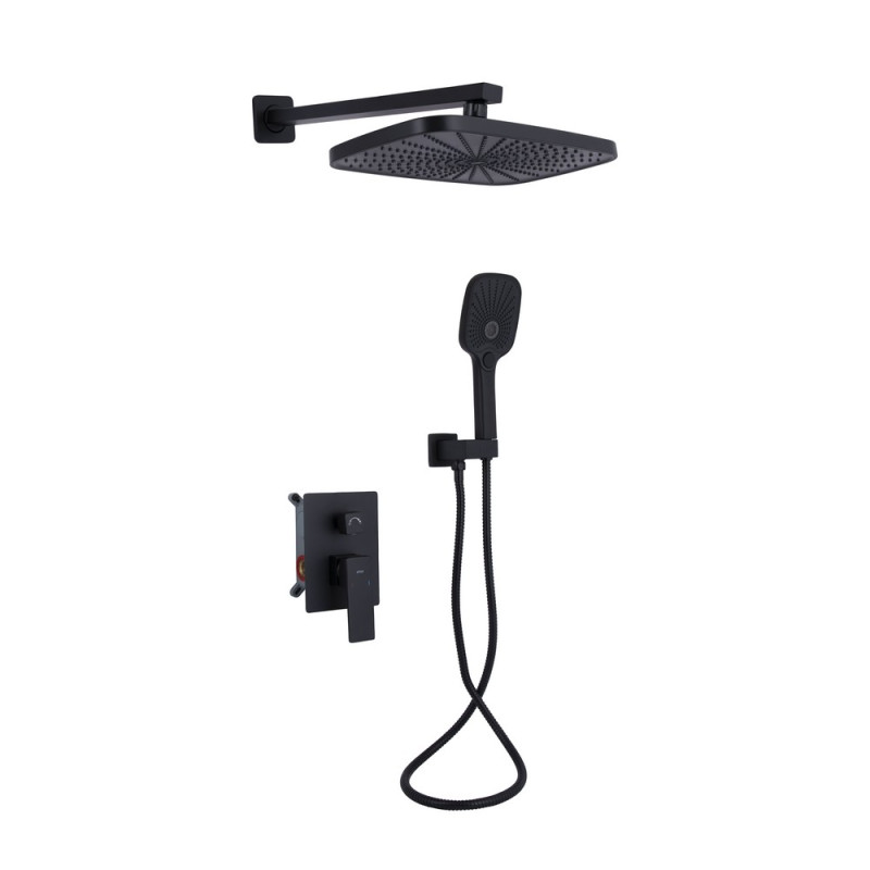 Душевая система скрытого монтажа Qtap Gemini Black Matt (черный мат) BLM45697