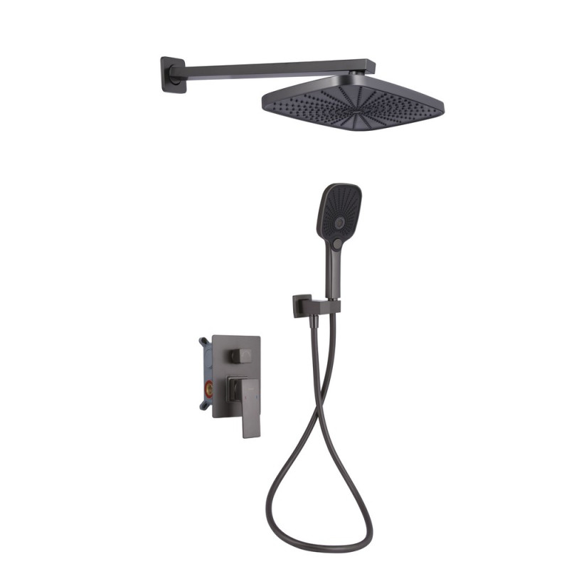 Душевая система скрытого монтажа Qtap Gemini Gunmetal Black (графит) GMB45698