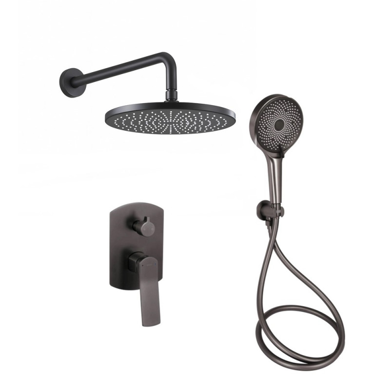 Душевая система скрытого монтажа Qtap Slavonice Gunmetal Black (графит) GMB45899