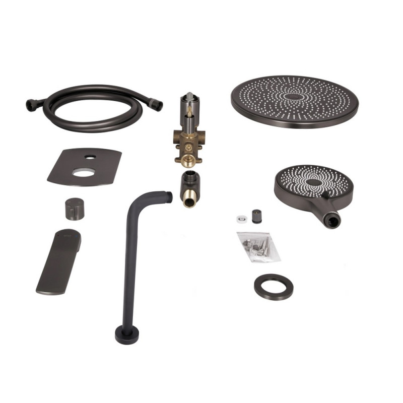 Душевая система скрытого монтажа Qtap Slavonice Gunmetal Black (графит) GMB45899 