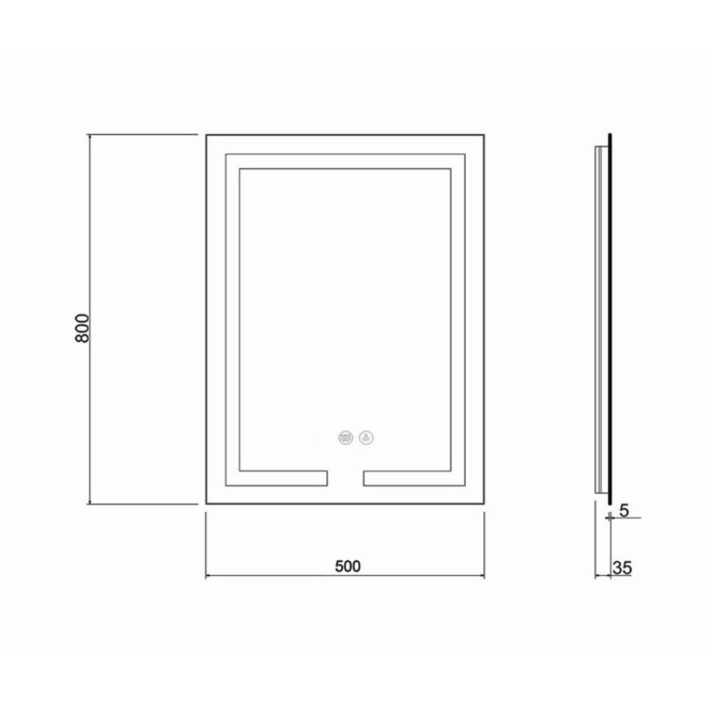 Зеркало Qtap Mideya с антизапотеванием (DC-F936) 500х800 