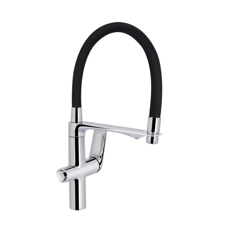 Смеситель для кухни под осмос Qtap Vlasta хром с черным гибким изливом