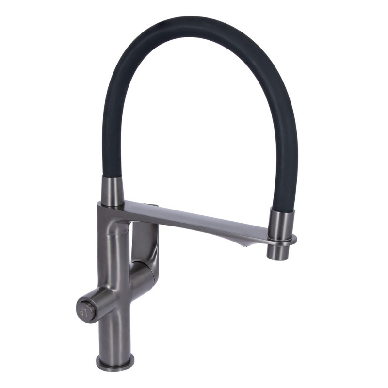 Смеситель для кухни под осмос Qtap Vlasta графит с черным гибким изливом