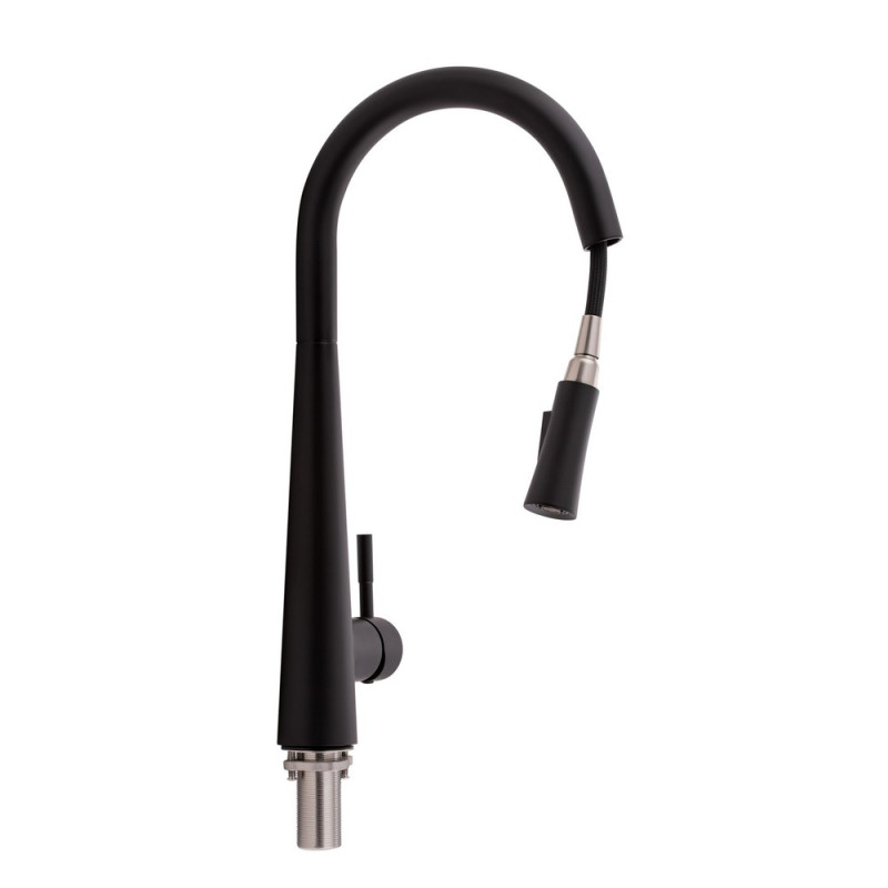 Смеситель для кухни Qtap Evicka с выдвижным изливом черный 