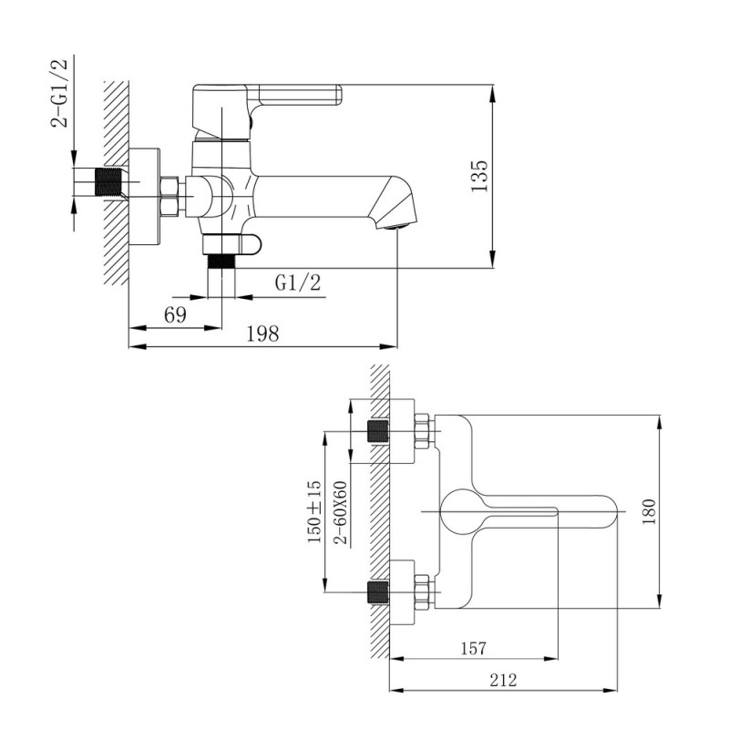 Смеситель для ванны Qtap Cardinal хром 
