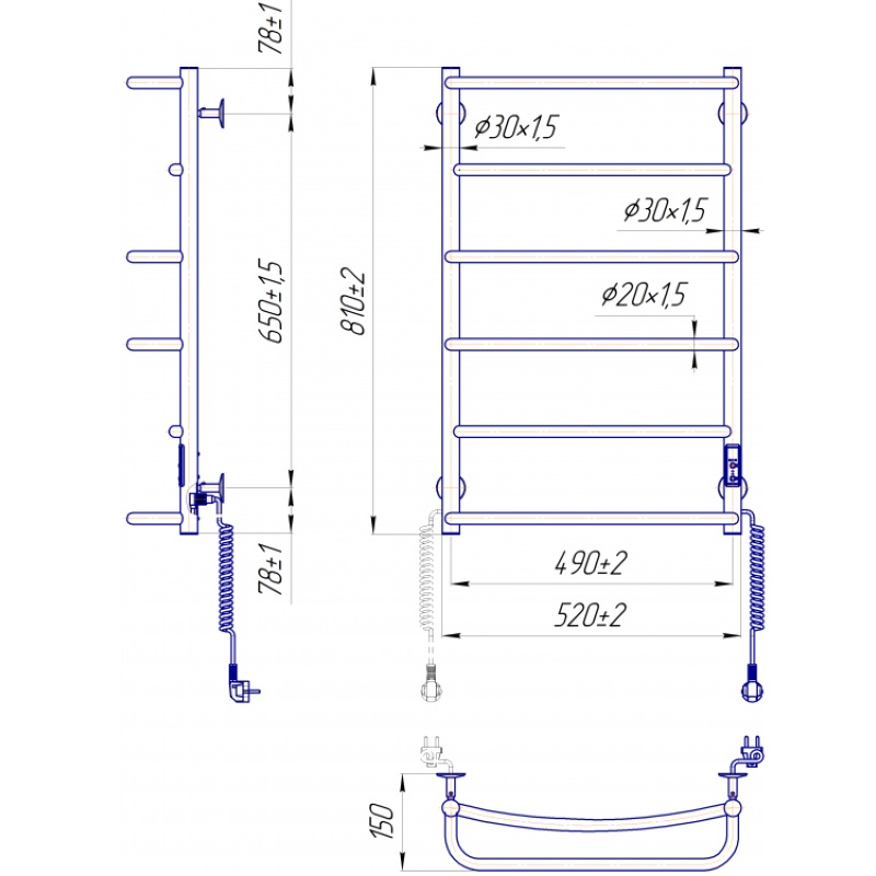 Электрический полотенцесушитель Mario Люкс 530*800 графит 