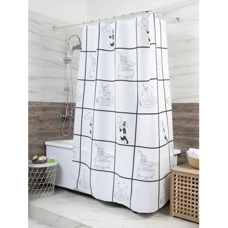 Штора для ванной Miranda Black Dolcevita черно-белая 180*180 см