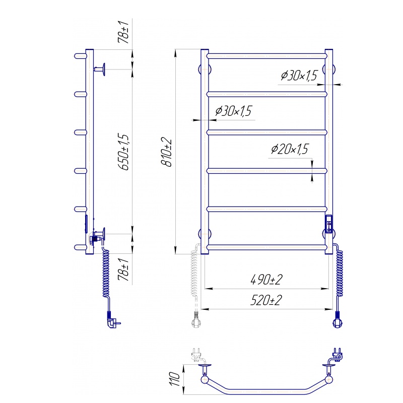 Электрический полотенцесушитель Mario Трапеция 530*800 графит 