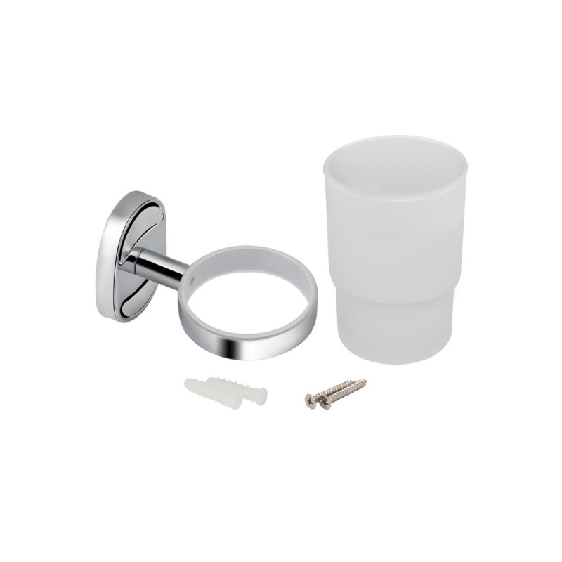 Стакан с держателем Lidz Oreo 0401 настенный (матовое стекло) Chrome 