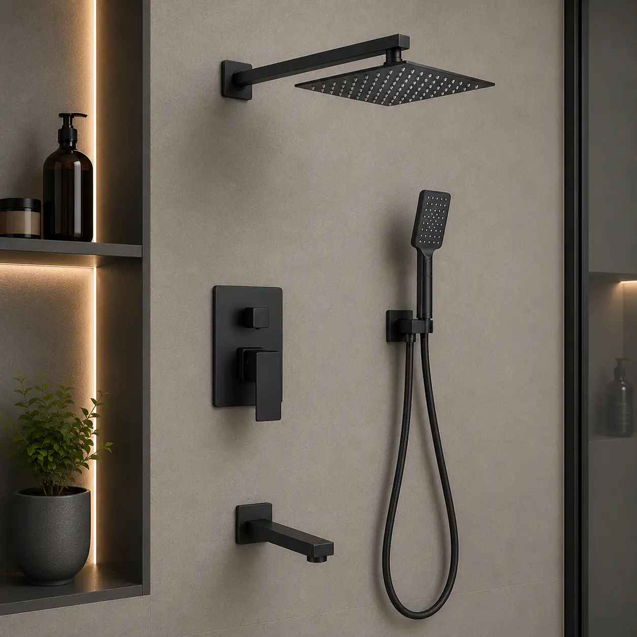Душевая система скрытого монтажа Haiba Kubus 009 Black 